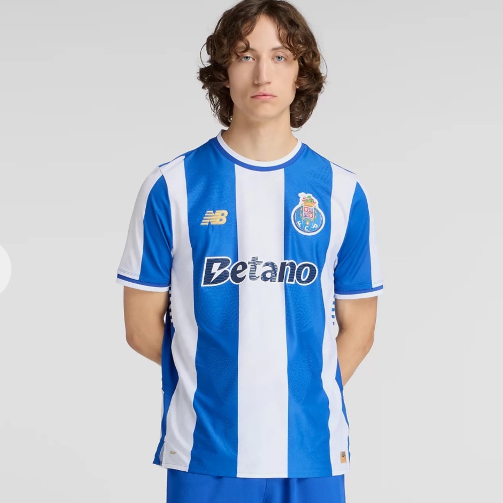 New Balance Blue and White Striped Jersey